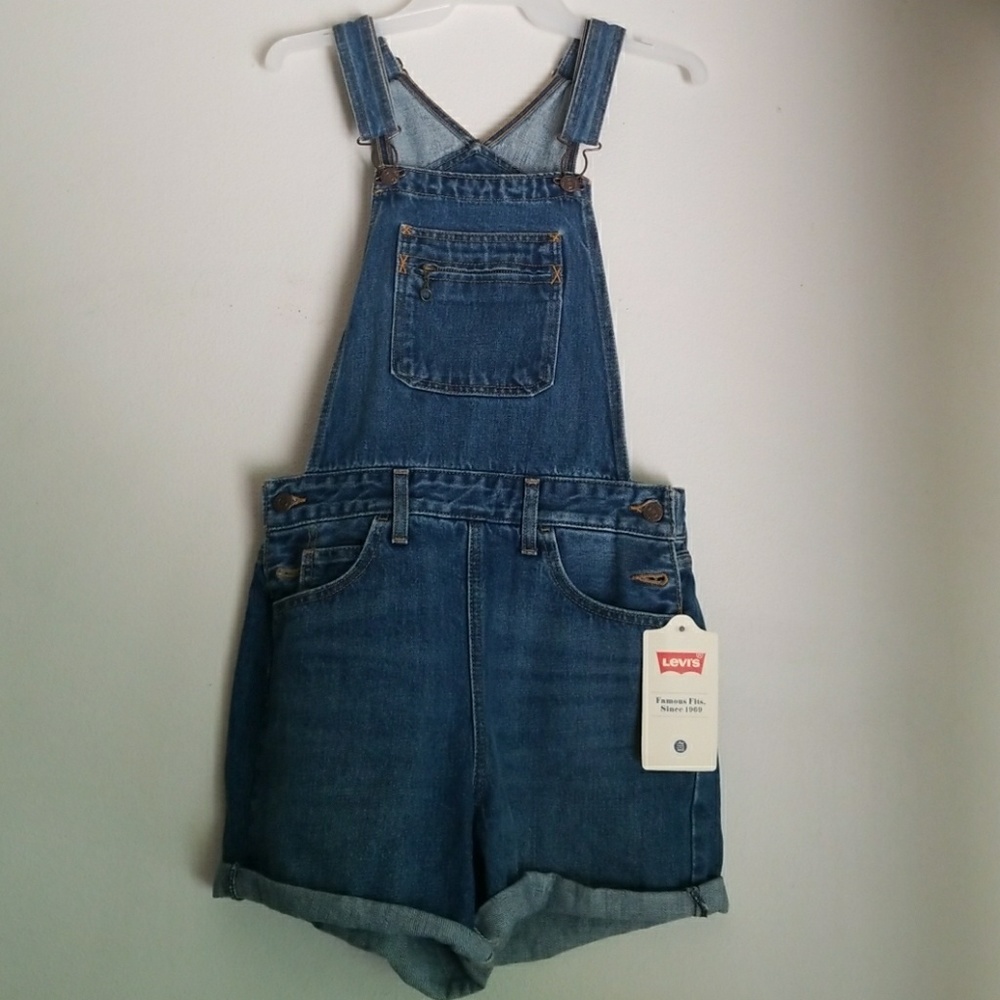 Levis overall denim shorts
